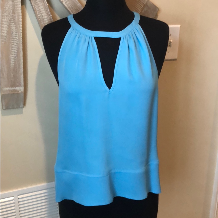 Annie Griffin Blue Silk Halter Blouse